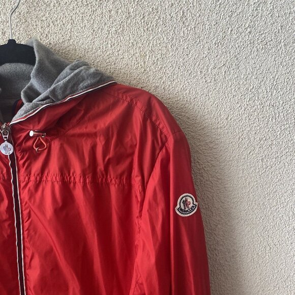 MONCLER Men’s Jacket Red Urville Giubutto Nylon Windbreaker Casual Zip Up Size 3 - Picture 2 of 16